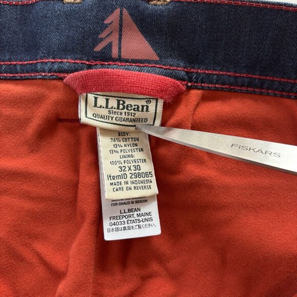 LL Bean Men’s 32x30 BeanFlex Fleece-Lined Classic Fit Jeans Straight Blue 298065 - Picture 8 of 9